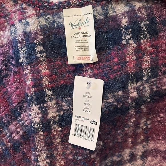 🌹NWT/ WOOLRICH OPEN PURPLE PLAID PONCHO - Picture 6 of 6